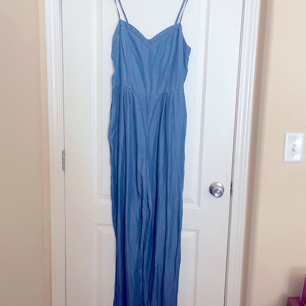 Blue Lightweight Spaghetti Strap Jumpsuit